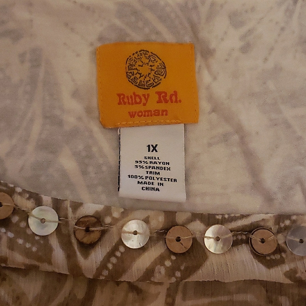 Ruby Rd - Foliage Beaded Blouse - 1x - Euc - image 6